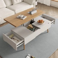 AMBERHAUS Lift-Up Coffee Table for Living Room - Adjustable Height with Hidden Storage, Modern Multifunctional Design