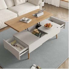 AMBERHAUS Lift-Up Coffee Table for Living Room - Adjustable Height with Hidden Storage, Modern Multifunctional Design