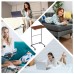AMBERHAUS Movable Table with Wheels - Rolling Multipurpose Desk for Living Rooms, Offices, or Small Spaces
